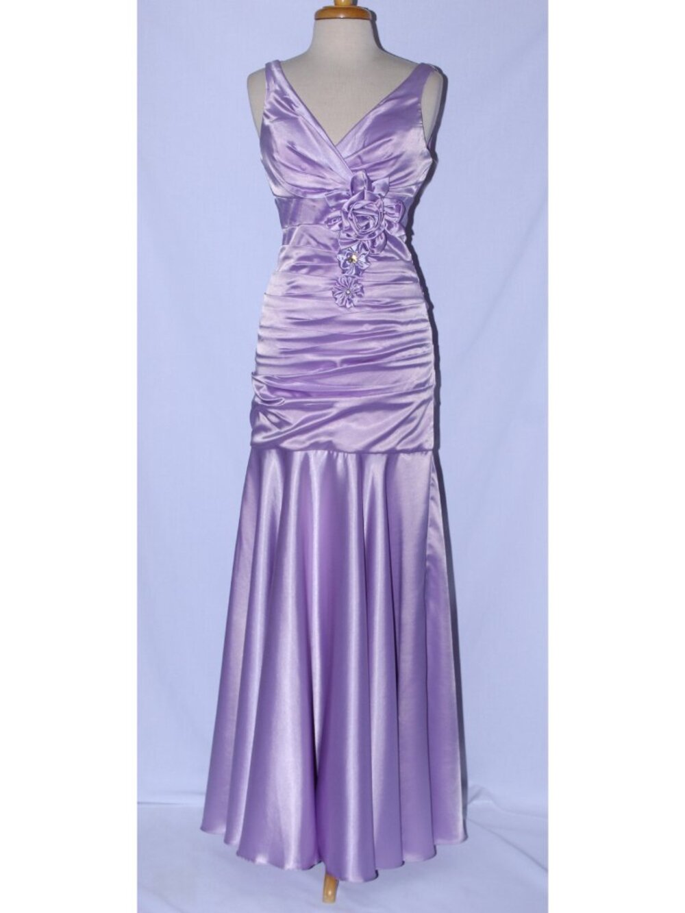 Cindy #1193 Long Satin Fit & Flare Bridesmaid Evening Gown-Size 4X- LILAC- NWT